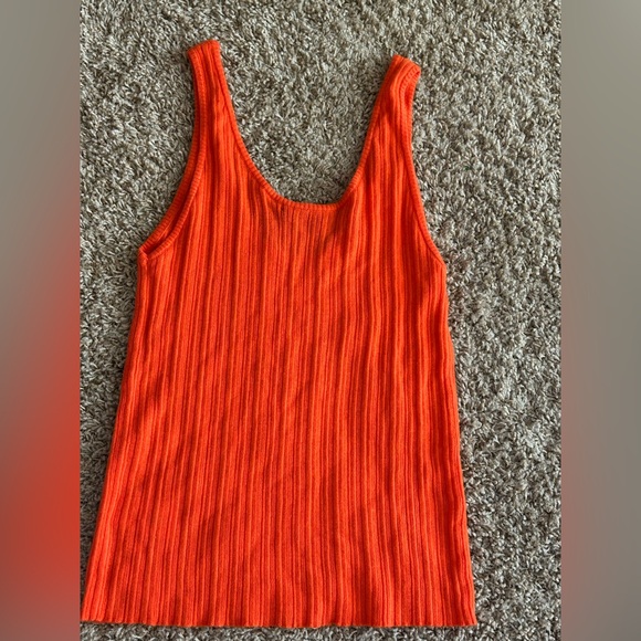 Zara Bright Orange Ribbed Tank Top - Picture 3 of 3